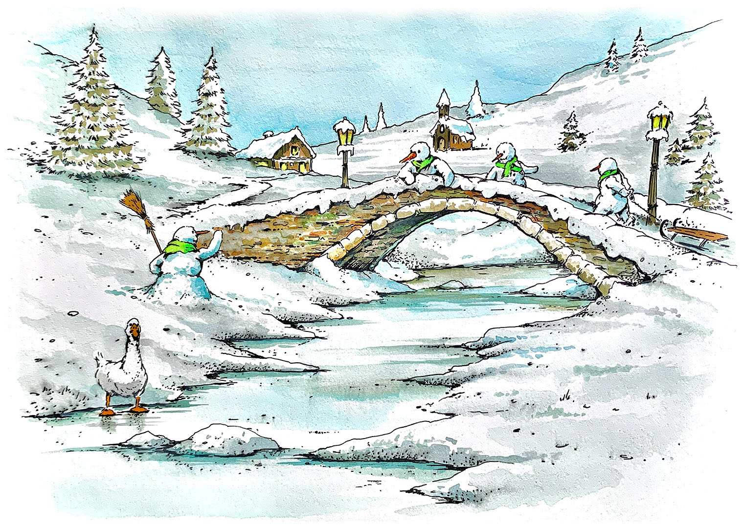 Village during wintertime